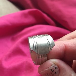 Beautiful heavy handmade spoon ring with beautiful designs